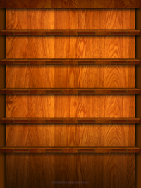 Wooden iPad Shelf Wallpaper in Portrait View