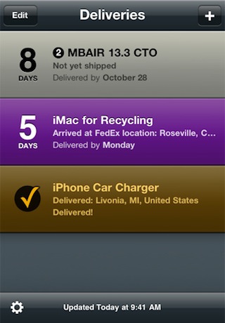 Delivery Status touch, a package tracker - on the iPhone
