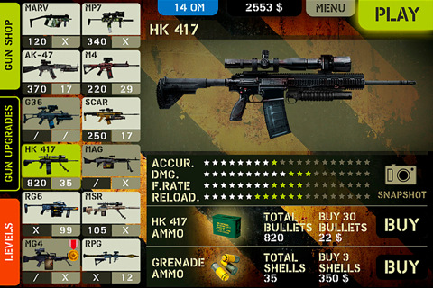 Overkill gun selection on the iPhone