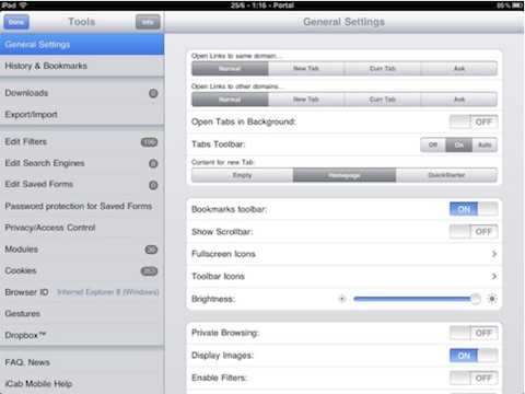 iCab Mobile (Web Browser) for iPad