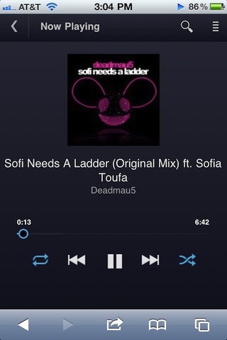 Google Music iPhone app playback screen