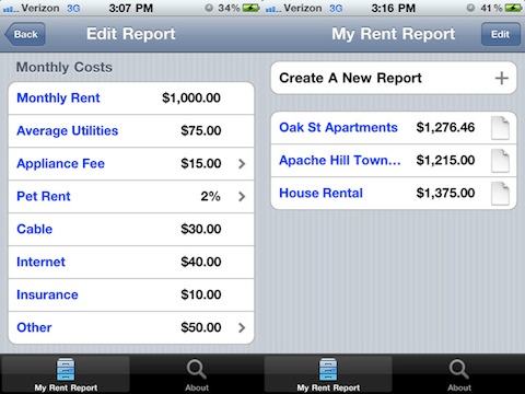 My Rent Report iPhone app review