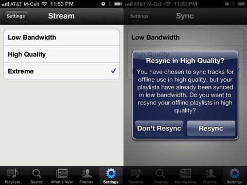 Spotify iPhone app Very High Quality 320kbps