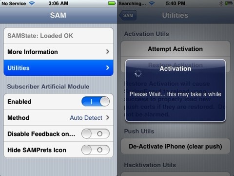 SAM iPhone unlock activation