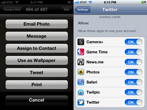 iPhone iOS Twitter integration for photos