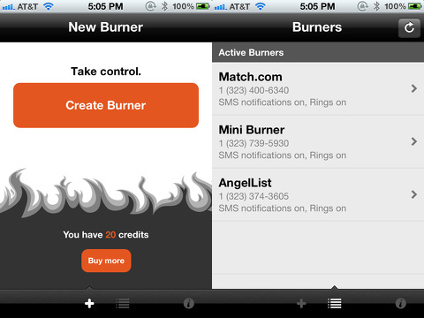 burner disposable phone numbers iphone app