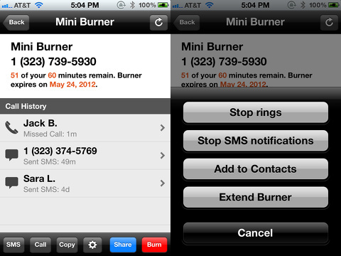 burner disposable phone numbers iphone app