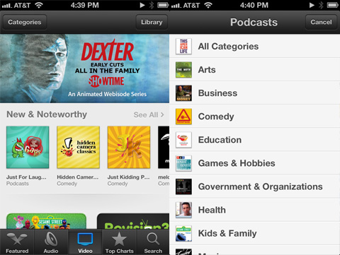 Podcasts app review - Search