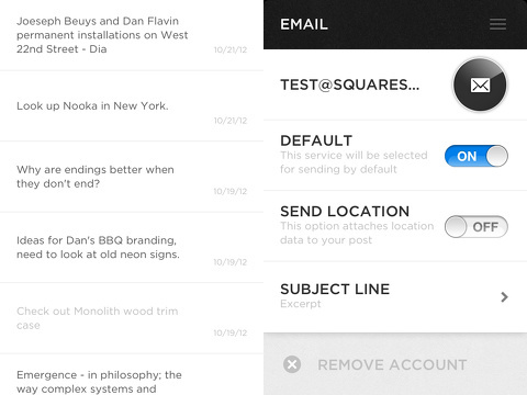 squarespace note iphone app