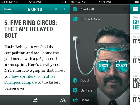 nextdraft the days most fascinating news iphone app review