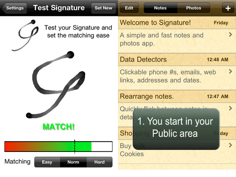 signature secret notes & photos iphone app review